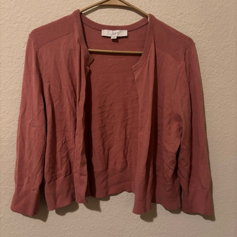 Ann Taylor Loft Women’s Pink Cardigan, Size Large
